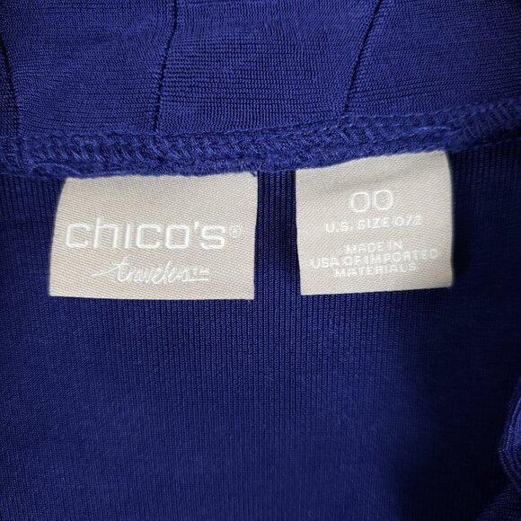 Chicos Travelers Ruffle Trim Jacket Open Front Purple Slinky Size 00 US Size 0/2 - Picture 6 of 7